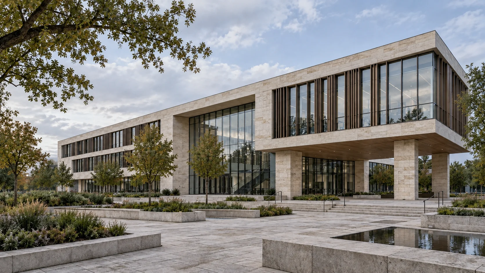 Contemporary learning campus in natural daylight
