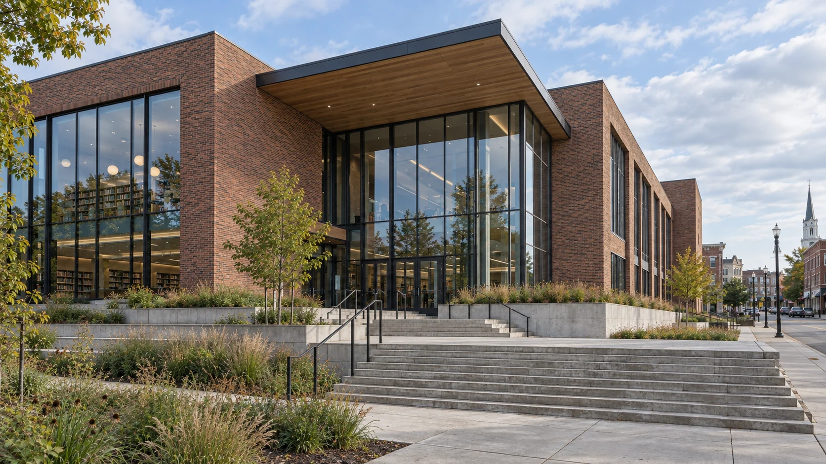 Brick and glass civic library